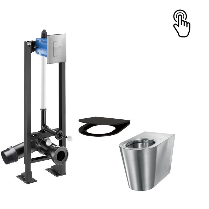 Delabie S21 P floor standing WC set, with time flow frame set and lid