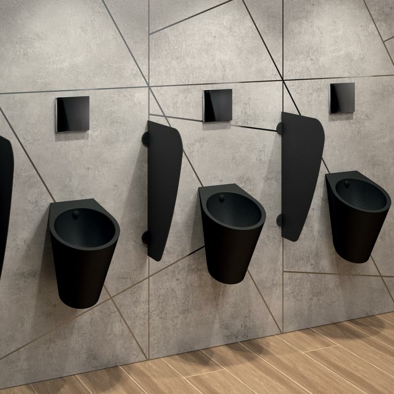 AZA Urinal divider 304 stainless steel satin 600 x 350 mm, matte black