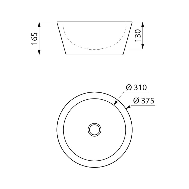 Delabie ALGUI counter top washbasin 375/310mm, matte black