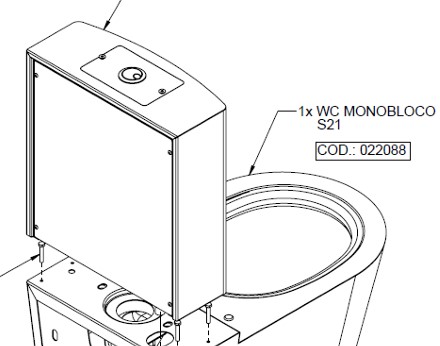 Delabie Monobloco spare part water tank + push button + spare sealant