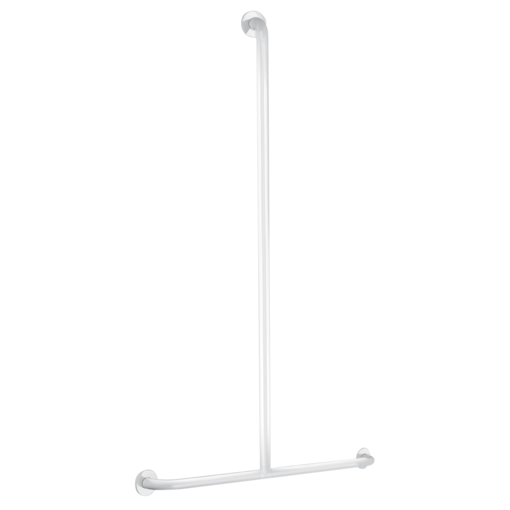 Basic T-shaped shower handrail Ø32 1150x500 w white epoxy