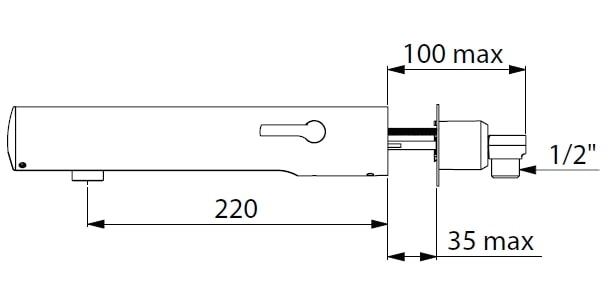 TEMPOMATIC MIX 4 basin M1/2 inch wall-m mix int. bat. L.220mm