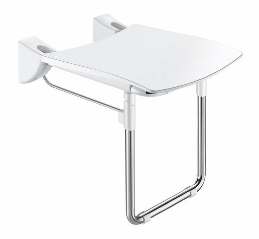 Lift-up Comfort shower seat + leg polished st tainless steel