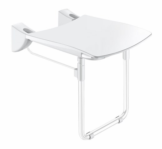 Lift-up Comfort shower seat with leg white ep poxy