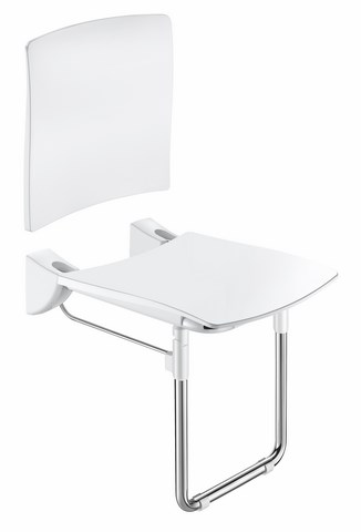 Lift-up Comfort shower seat + backrest + leg, stainless steel