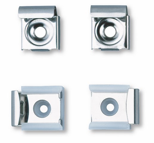 Delabie 4 x Concealed lugs for mirror 2 with sping, bright polished st steel