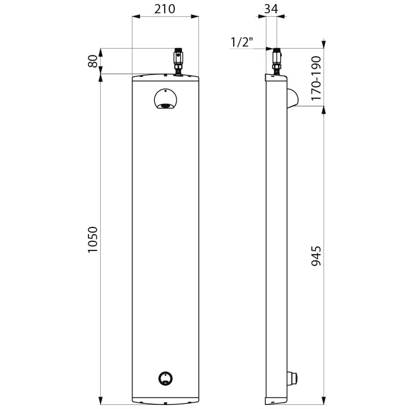 TEMPOSOFT aluminium shower panel top inlet valve ~30sec