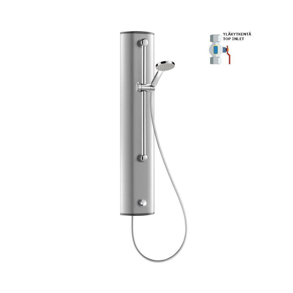 TEMPOSOFT aluminium shower panel top inlet +h handset ~30sec